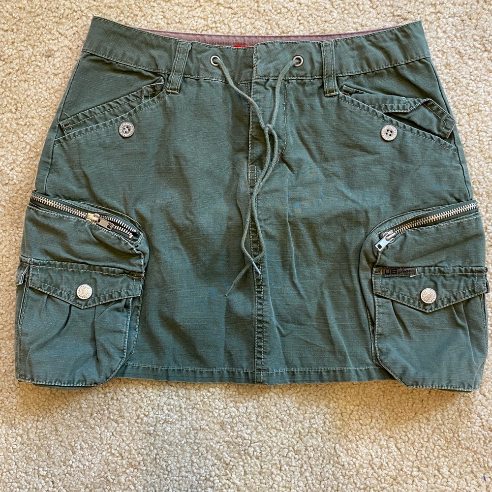 Green Cargo Mini Skirt with Pockets